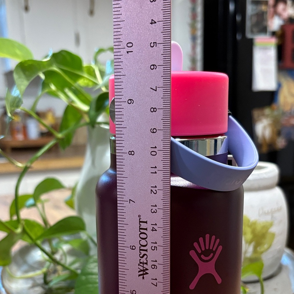 Hydro Flask Plum Bottle with Pink Lid and Handle - Picture 7 of 9